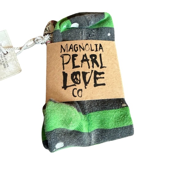 Magnolia Pearl Art Class Socks Paint Splatter Wicked Green Stripe One Size NWT - Picture 2 of 8